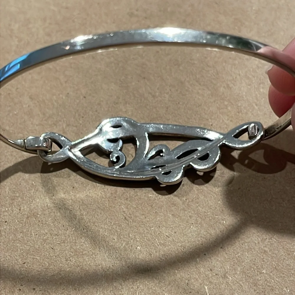 Vintage Suspicion 925 Sterling Silver & Marcasite Swirls Tension Bangle Bracelet